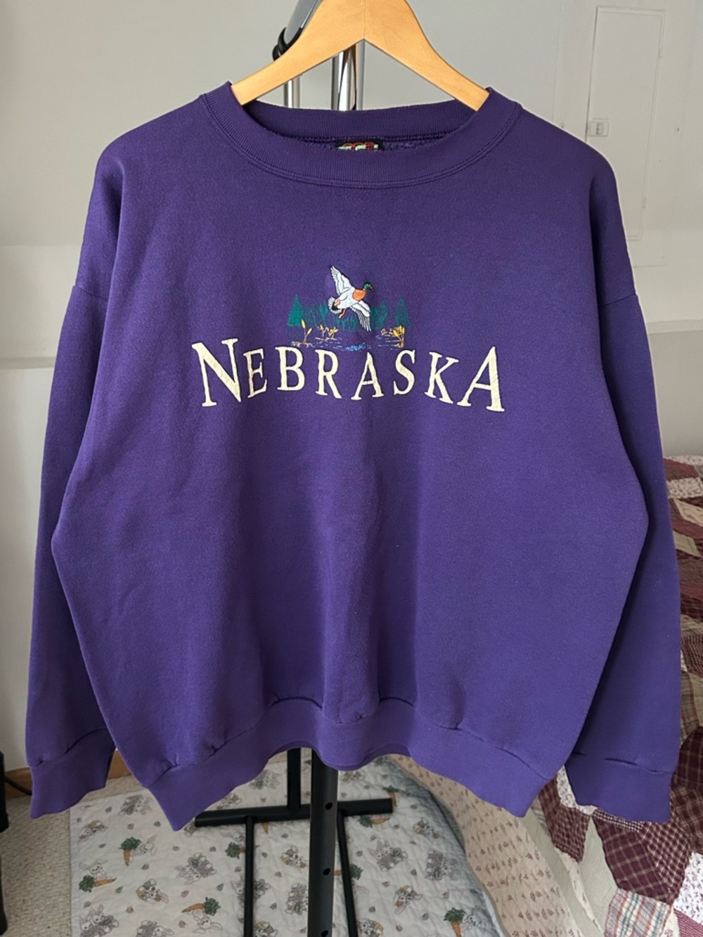 Vintage Nebraska Crewneck Pullover Sweatshirt Purple XL